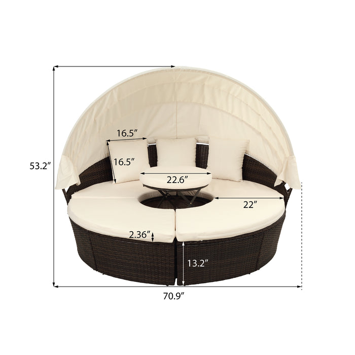 Elegant Crafts Round Outdoor Sectional Sun Bed