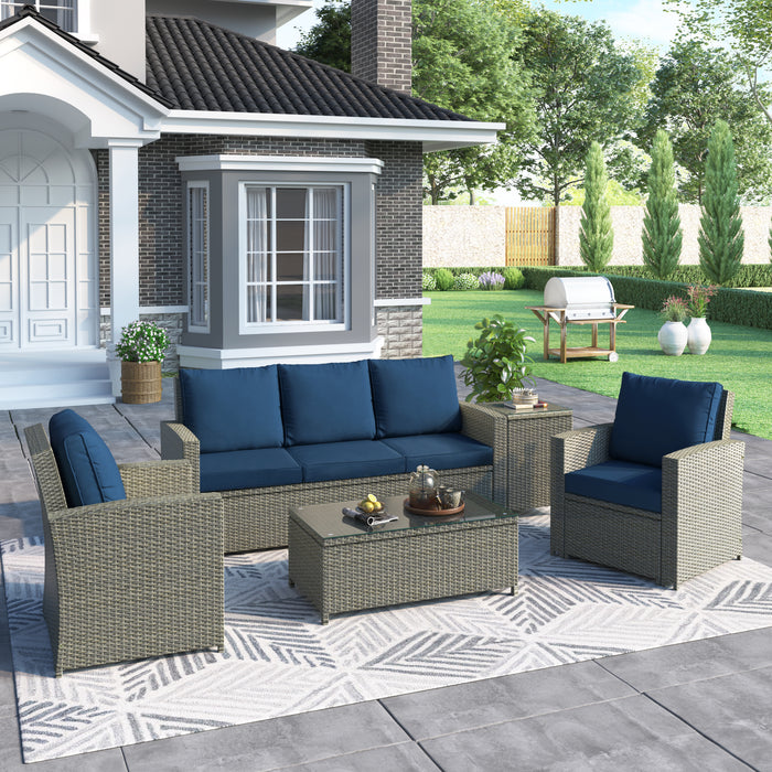 5-Piece Classic Rattan Sectional Seating Group Set