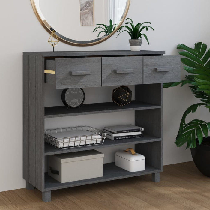 Toplan Console Table Dark Gray 35.4"x13.8"x35.4" Solid Wood Pine