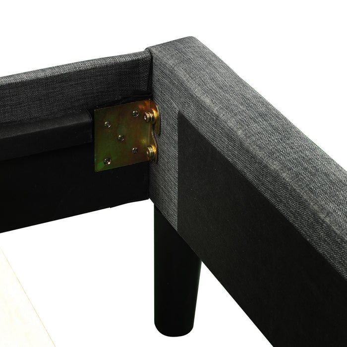 Upholstered Button Tufted Platform Bed with Strong Wood Slat Support (Twin, Gray) RT