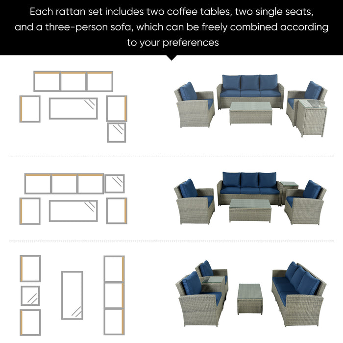 5-Piece Classic Rattan Sectional Seating Group Set