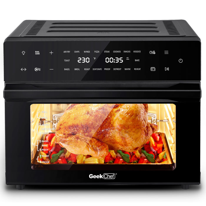 Geek Chef AiroCook 31QT Air Fryer Toaster Oven Combo, with Extra Large Capacity, Family Size, 18-in-1 Countertop Oven--YS