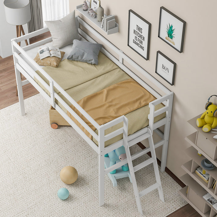Twin Size Low Loft Bed with Ladder