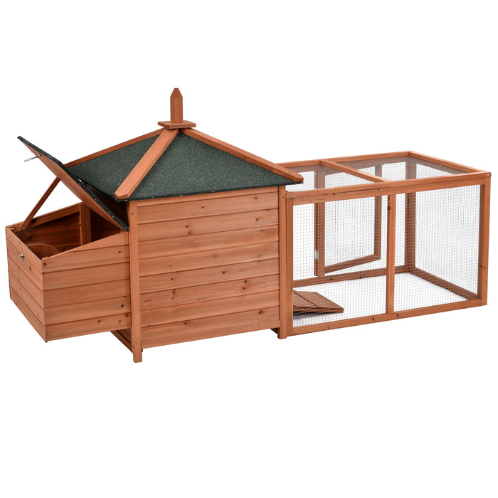 78" Large Outdoor Wooden Chicken Coop Poultry Cage Rabbit Hutch Small Animal House with Removable Tray and Ramp for 3 Chickens, Natural Color