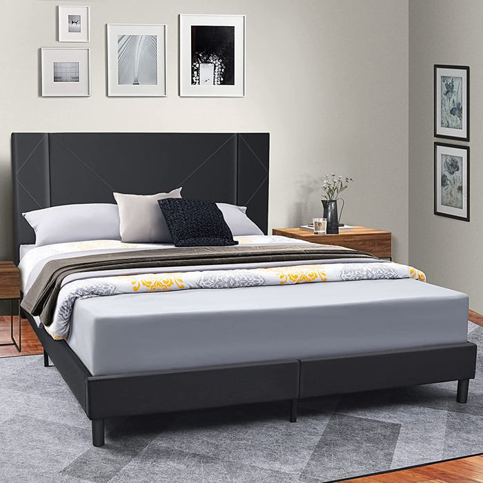 Full Size Bed Frame Velvet Upholstered Platform Bed