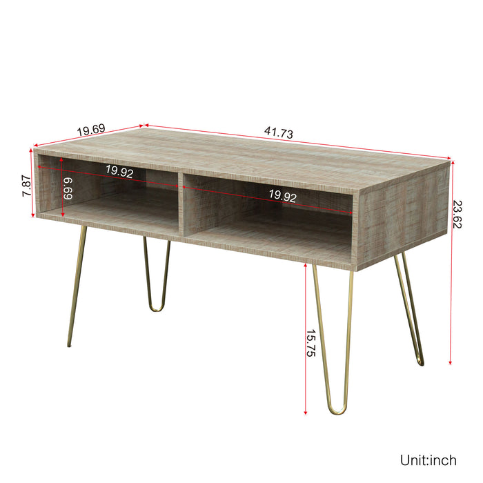 Modern Design TV stand stable Metal Legs with 2 open shelves to put TV, DVD, router, books, and small ornaments,Grey