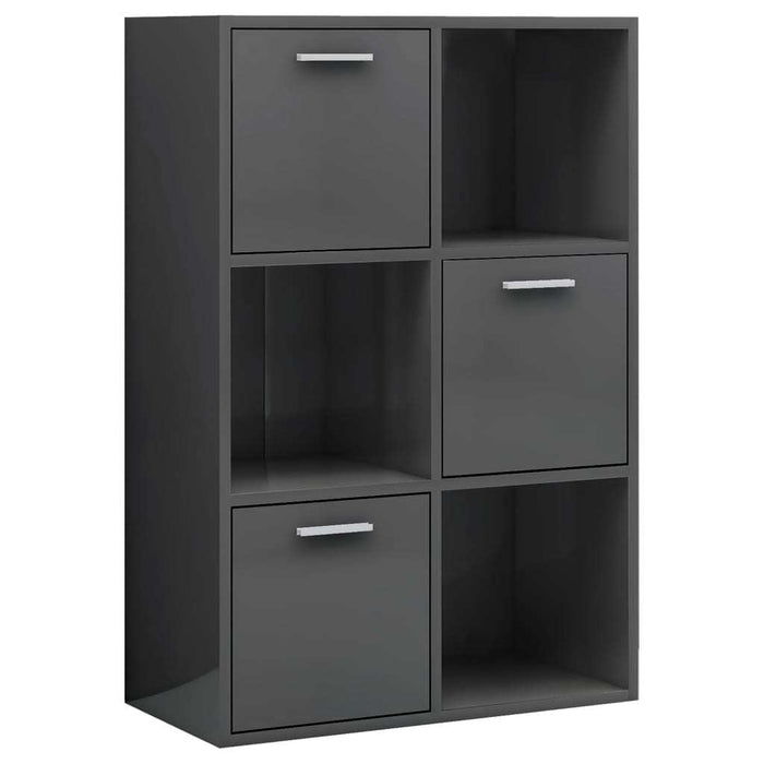Storage Cabinet High Gloss Gray 23.6"x11.6"x35.4" Chipboard