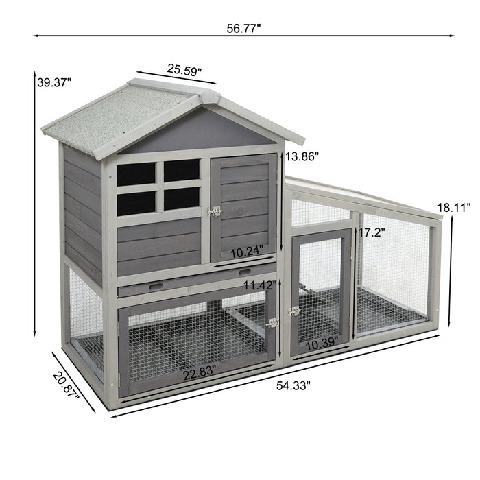 Rabbit Hutch Indoor and Outdoor Rabbit Removable Bottom Wire Mesh