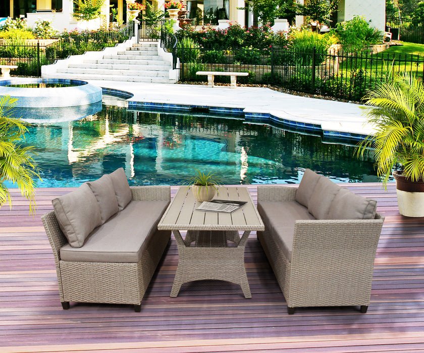 3-Piece All-Weather Wicker Sectional Sofa Set Patio