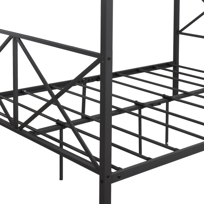 Metal Canopy Bed Frame, Platform Bed Frame Queen with X Shaped Frame