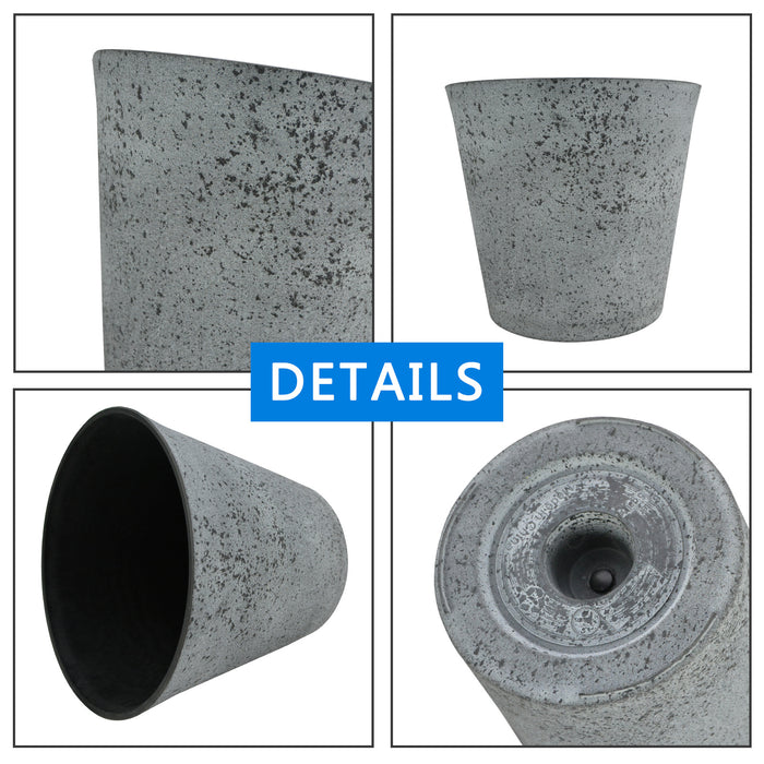 2 Pcs 10" Round Plant Pots with Drainage Holes, Cement Gray