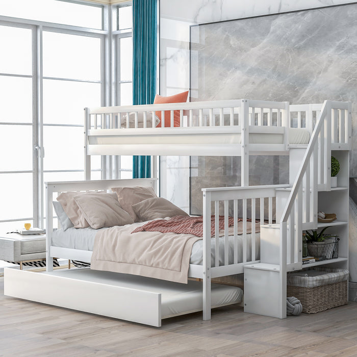 MyRoom Twin over Full Bunk Bed with Trundle and Staircase