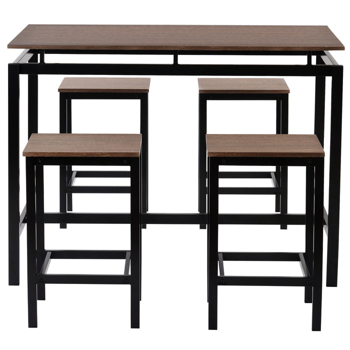 5-Piece Kitchen Counter Height Table Set, Industrial Dining Table with 4 Chairs