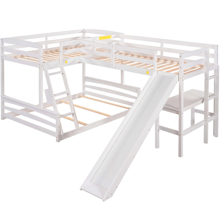 MyRoom Twin over Full Bunk Bed with Twin Size Loft Bed Slide