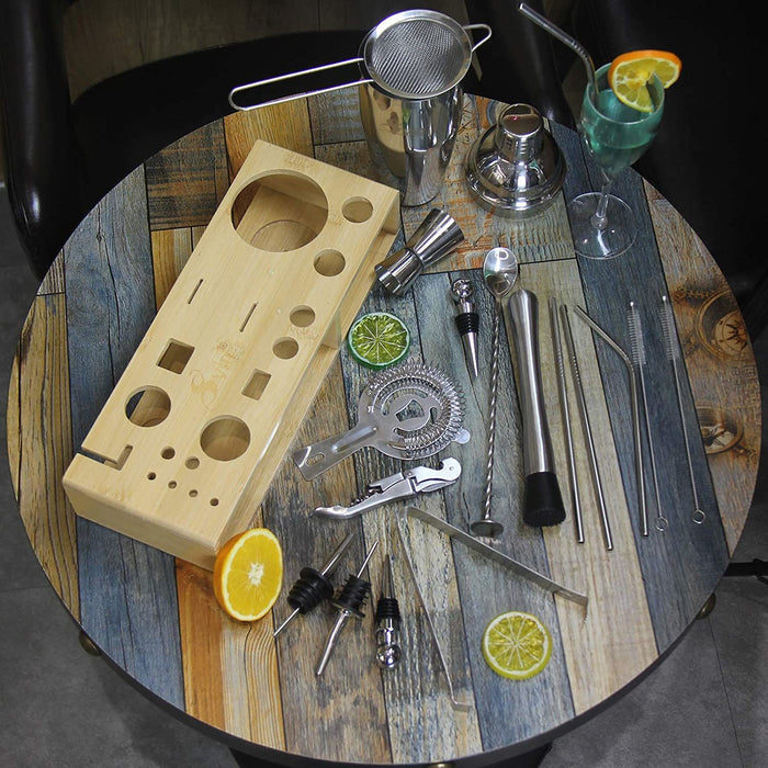 Svin Bartender Kit, 20 Piece Bar Tool Set with Bamboo Stand