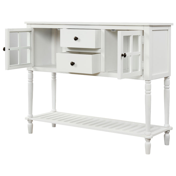 Farmhouse Wood Sideboard Console Table with Bottom Shelf