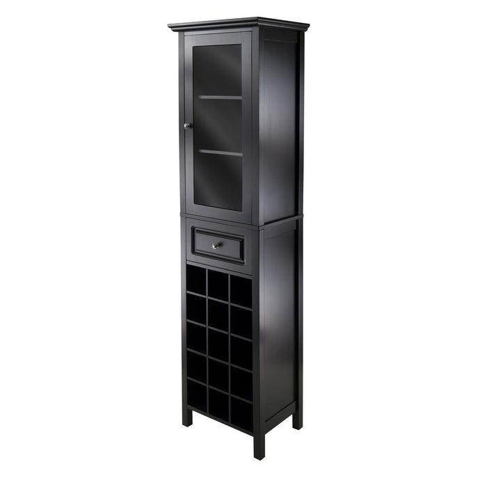Black Glass Door Wine Cabinet 15-Bottle