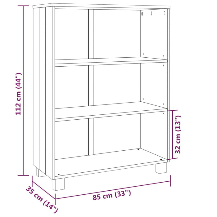 Book Cabinet White 33.5"x13.8"x13.8" Solid Wood Pine