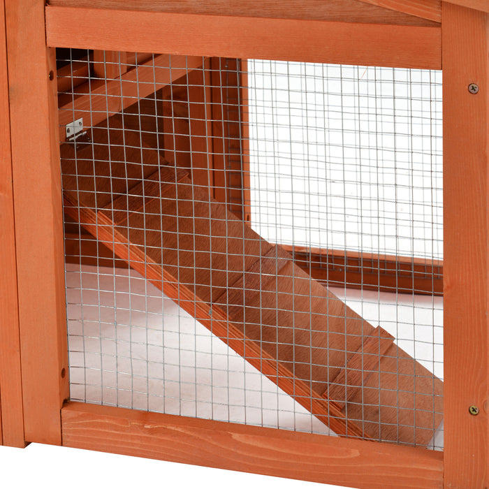 70-Inch Wood Rabbit Hutch Outdoor Pet House Chicken Coop for Small Animals with 2 Run Play Area