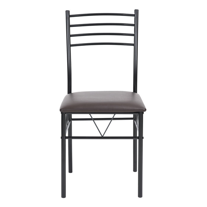 5 Piece Dining Set Wood Metal Table and 4 Chairs Kitchen Breakfast Furniture