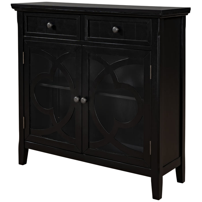 Accent Storage Cabinet Wooden Cabinet with Adjustable Shelf and Glass Doors