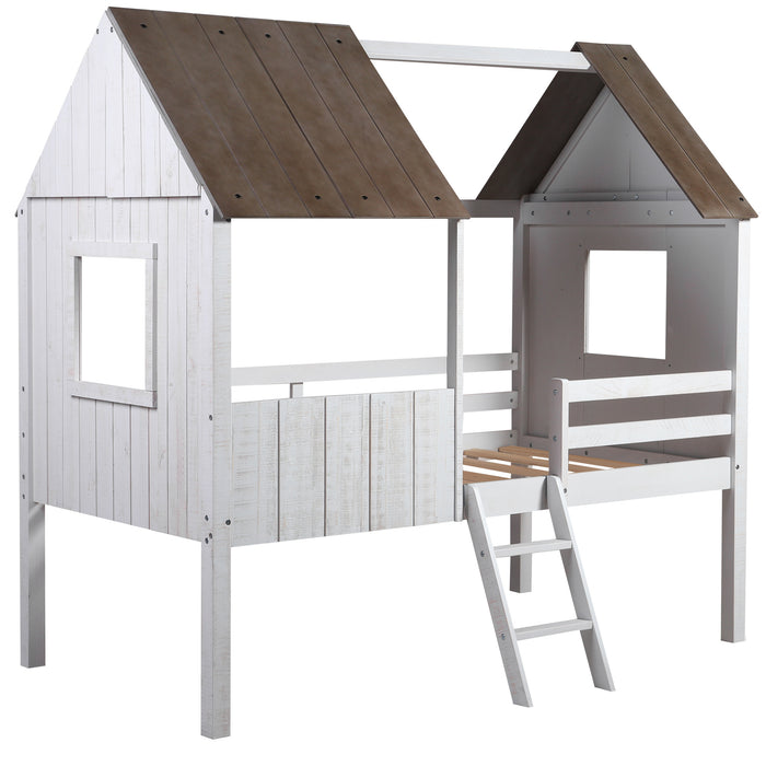 MyRoom Twin Size Low Loft Wood House Bed