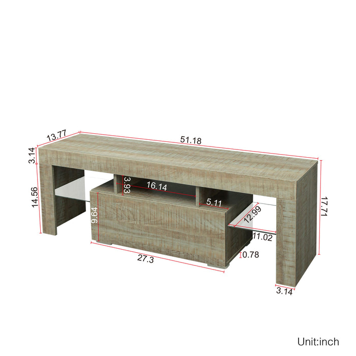 TV Stand with LED RGB Lights,Flat Screen TV Cabinet, Gaming Consoles - in Lounge Room, Living Room and Bedroom, GREY OAK