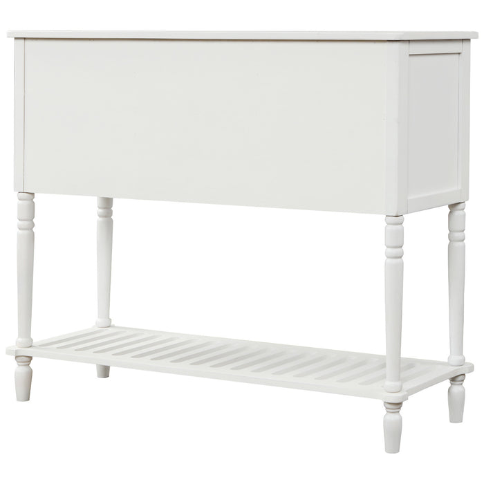 Farmhouse Wood Sideboard Console Table with Bottom Shelf