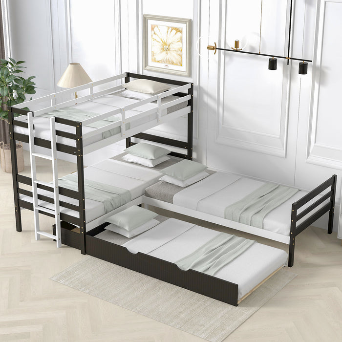 New Space Twin Size L-Shaped Bunk Bed and Platform Bed