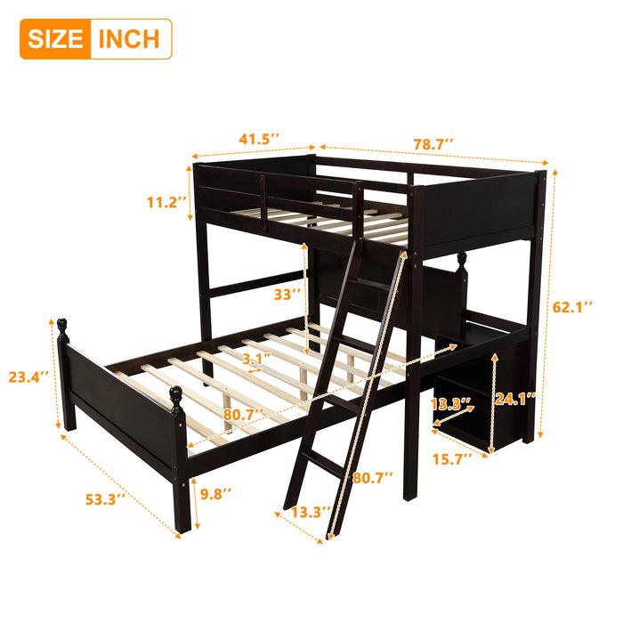 Twin over Full Loft Bed with Cabinet, Espresso