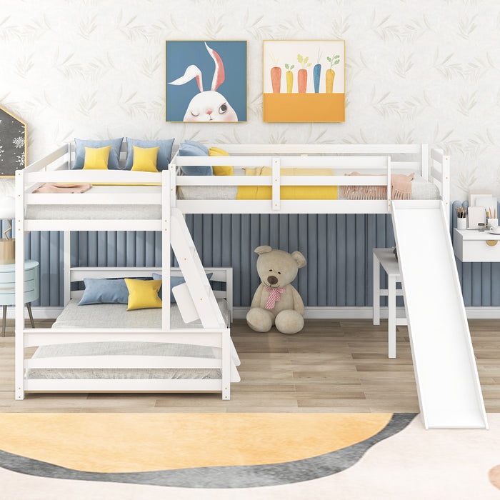 MyRoom Twin over Full Bunk Bed with Twin Size Loft Bed Slide