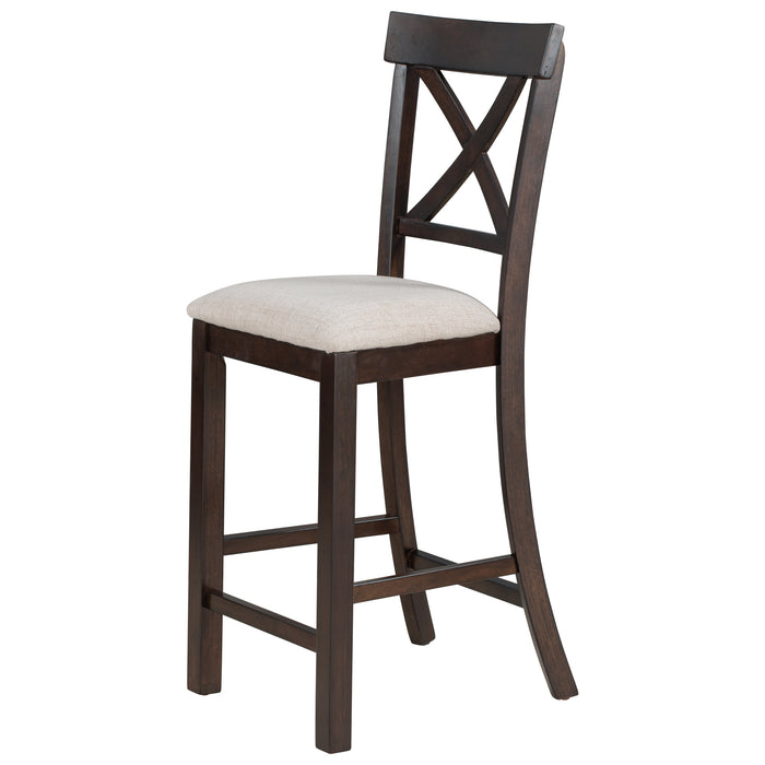 6-Pieces Counter Height Dining Table Set Table with Shelf 4 Chairs and Bench for Dining Room