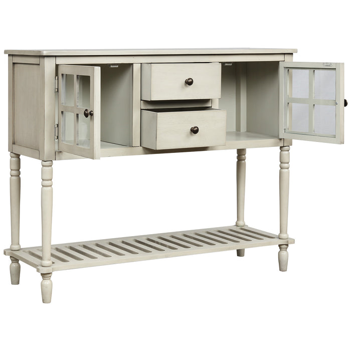 Farmhouse Wood Sideboard Console Table with Bottom Shelf