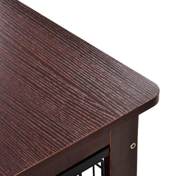 39' Length Furniture Style Pet Dog Crate Cage End Table with Wooden Structure and Iron Wire and Lockable Caters, Medium and Large Dog House Indoor Use.