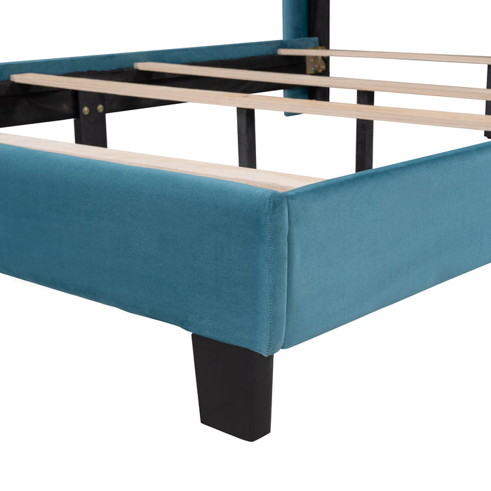 New Space Queen Size Velvet Upholstered Platform Bed