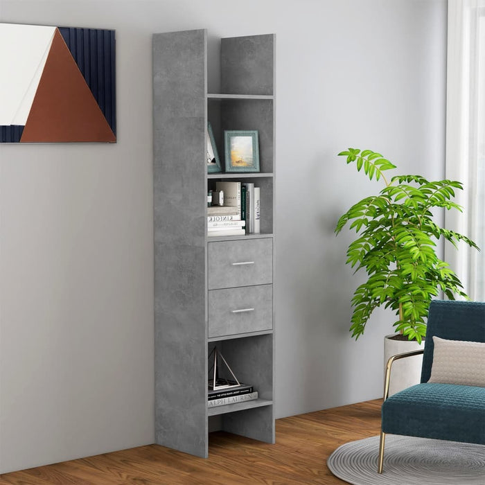 Book Cabinet Concrete Gray 15.7"x13.8"x70.9" Chipboard