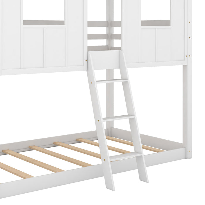 Sleep Crafters Twin over Twin Size House Bunk Beds