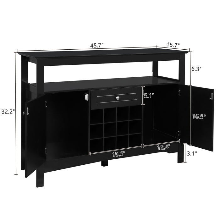 FCH Two Doors One Drawer With Wine Rack Sideboard Entrance Cabinet Black RT