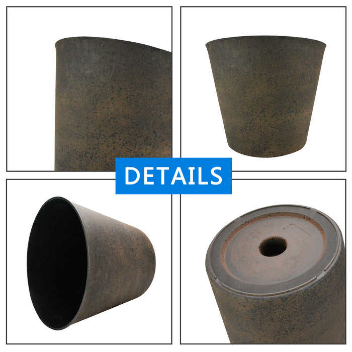 2 Pcs 15" Round Plant Pots with Drainage Holes Rust Brown