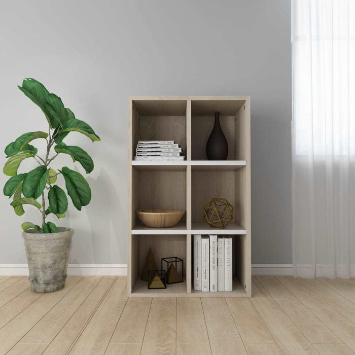 Book Cabinet/Sideboard White and Sonoma Oak 26"x11.8"x38.5" Chipboard