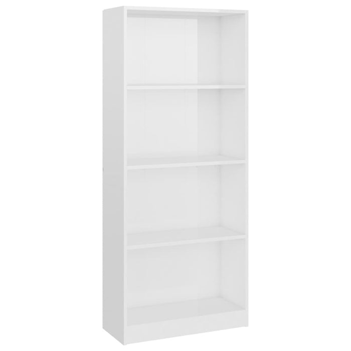 4-Tier Book Cabinet High Gloss White 23.6"x9.4"x55.9"