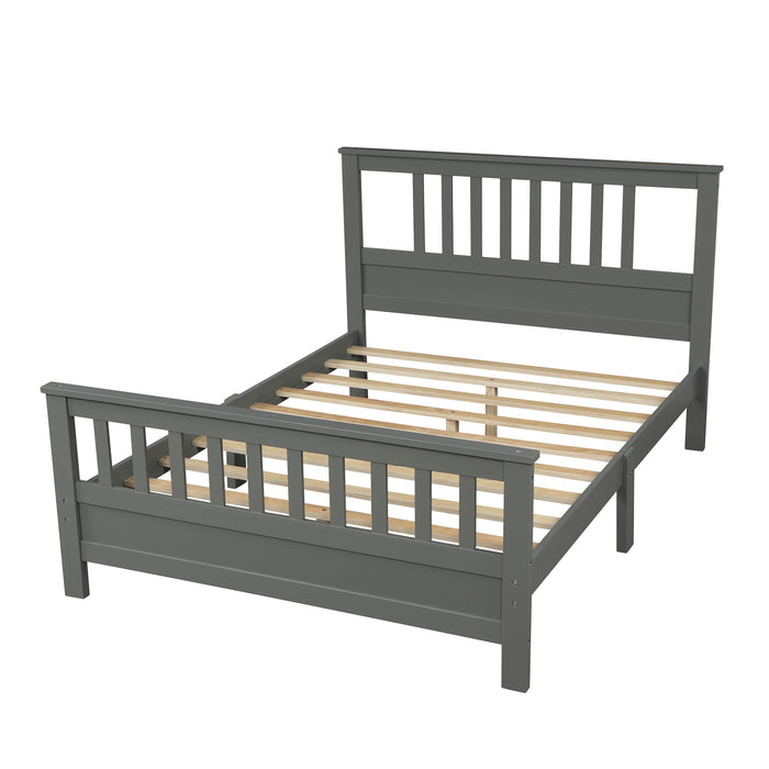 Wood Platform Bed with Headboard and Footboard