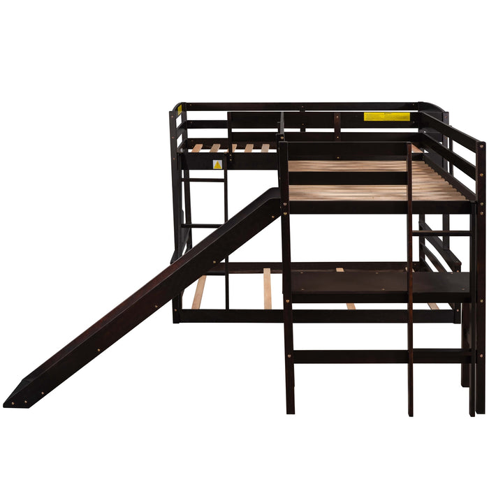 MyRoom Twin over Full Bunk Bed with Twin Size Loft Bed Slide