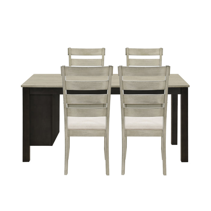 Farmhouse Wood 5-Piece Dining Table Set with 2-Tier Storage Shelves,Kitchen Set for 4 with Padded Dining Chairs