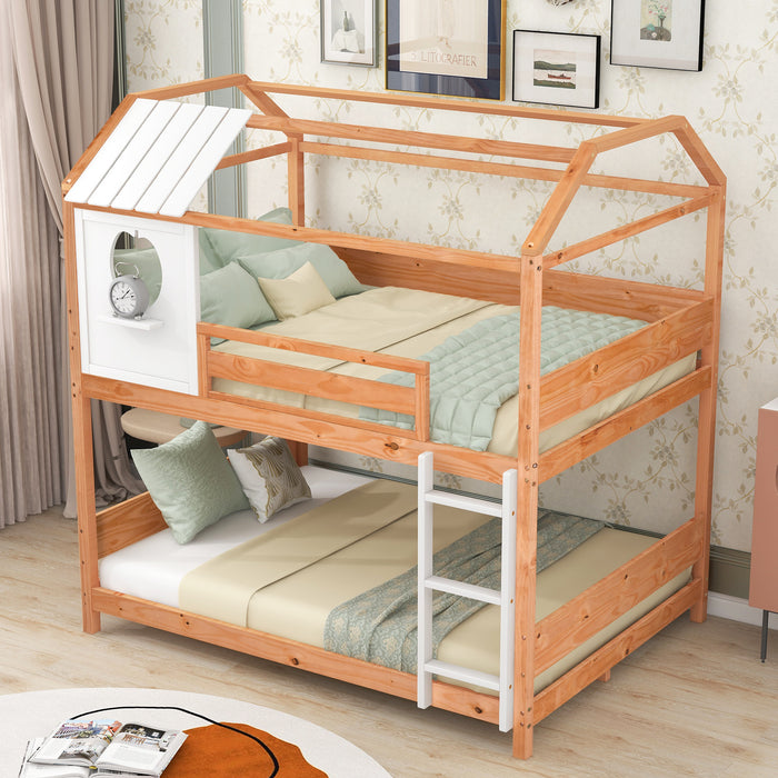 Dormir Full Over Full Size House Bunk Bed with Window