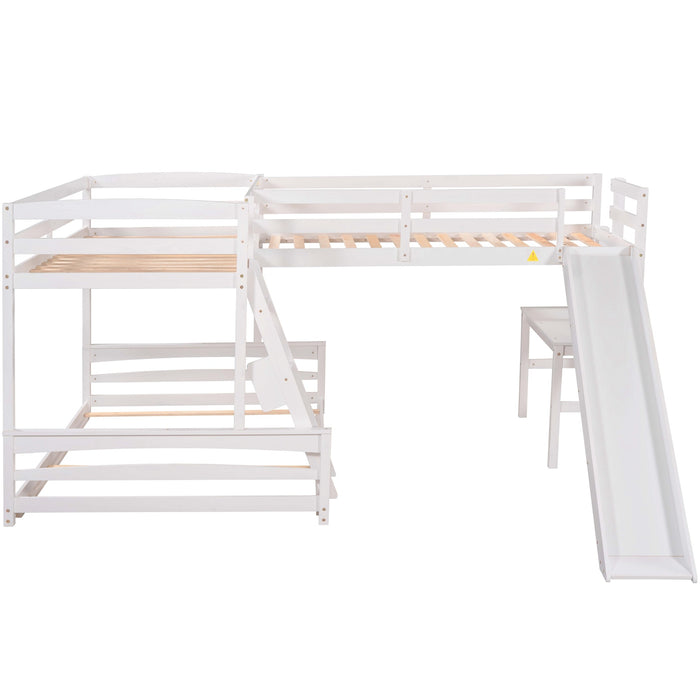 MyRoom Twin over Full Bunk Bed with Twin Size Loft Bed Slide