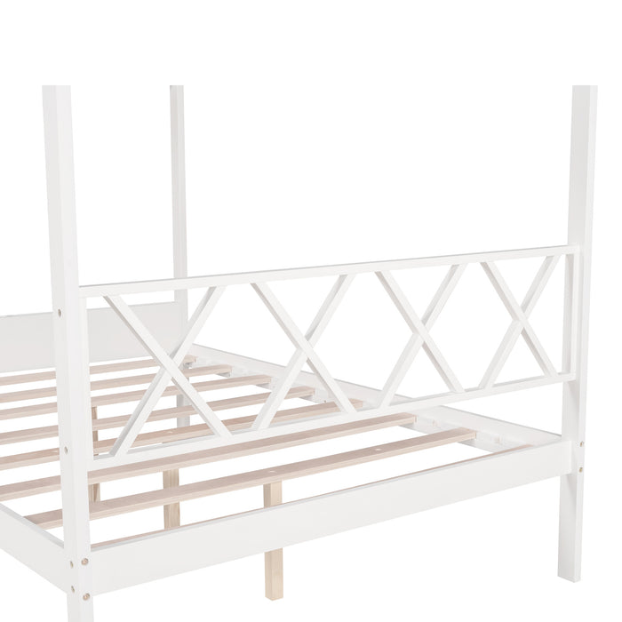 MyRoomz Full Size Wood House Bed with Storage Space