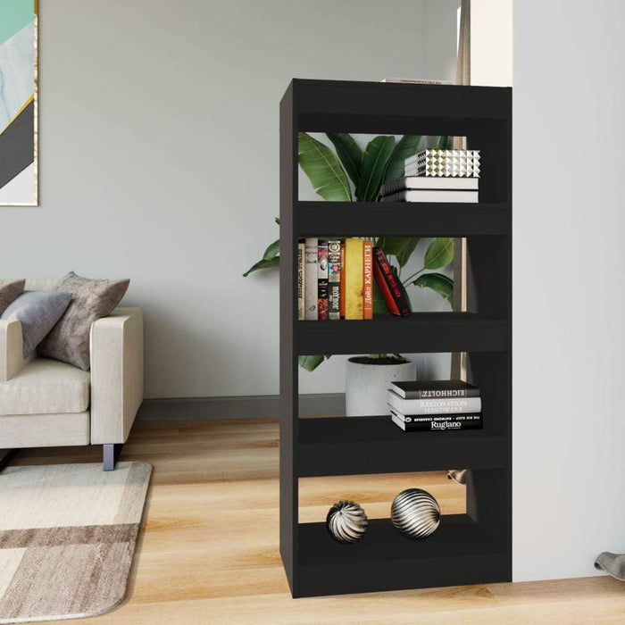 Book Cabinet/Room Divider Black 23.6"x11.8"x53.1" Engineered Wood