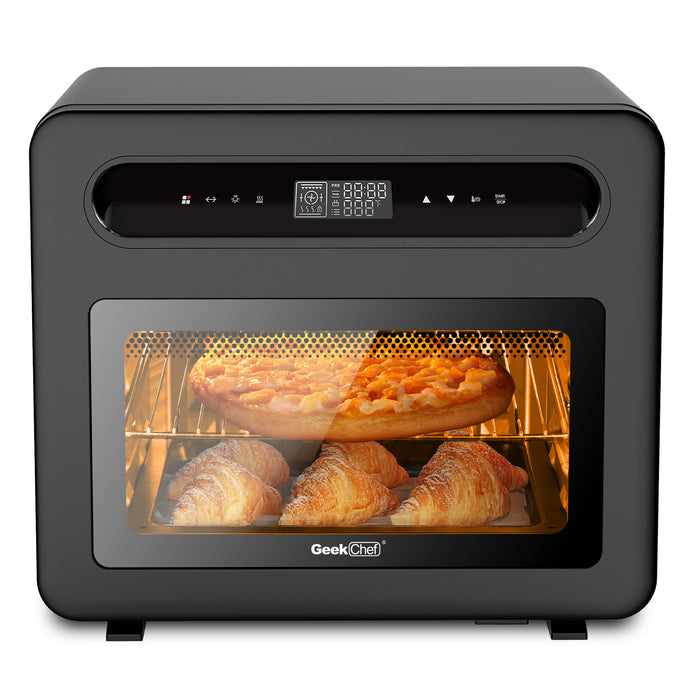 Chef Steam Air Fryer Toast Oven Combo , 26 QT Steam Convection Oven Countertop , 50 Cooking Presets, with 6 Slice Toast, 12" Pizza