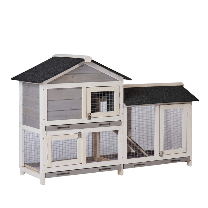 Chicken House, 58" Waterproof Wooden Animal Hutch, Indoor Outdoor Chicken Coop Rabbit Hutch Kit w/Roof, Garden Backyard Rabbit Cage/Guinea Pig House/Hen House, Animal Hutch for Small Pet